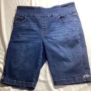 Gloria Vanderbilt Amanda All-Around Slimming Pull On Bermuda Shorts Dark Wash 14